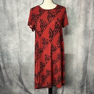 LuLaRoe Burnt Orange and Black Abstract Carly High-Low Dress with Pocket - Small